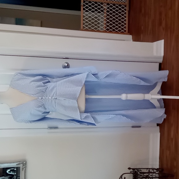 Fashion Nova Live A Little Kimono Size XL Blue/White Striped Long Sleeve - Picture 3 of 15